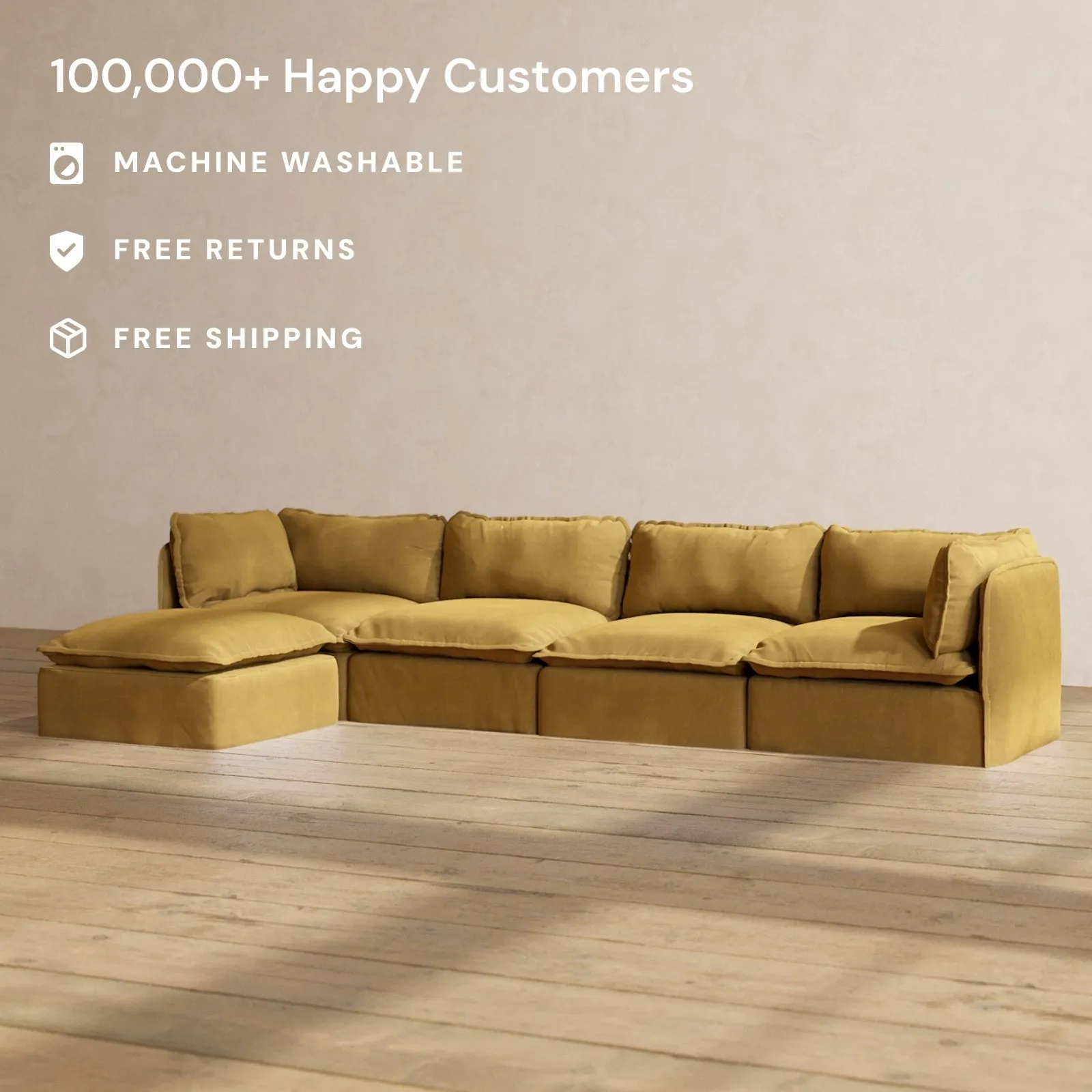 Modular Performance 4-Seater Sectional in Toffee | Relaxed Blend