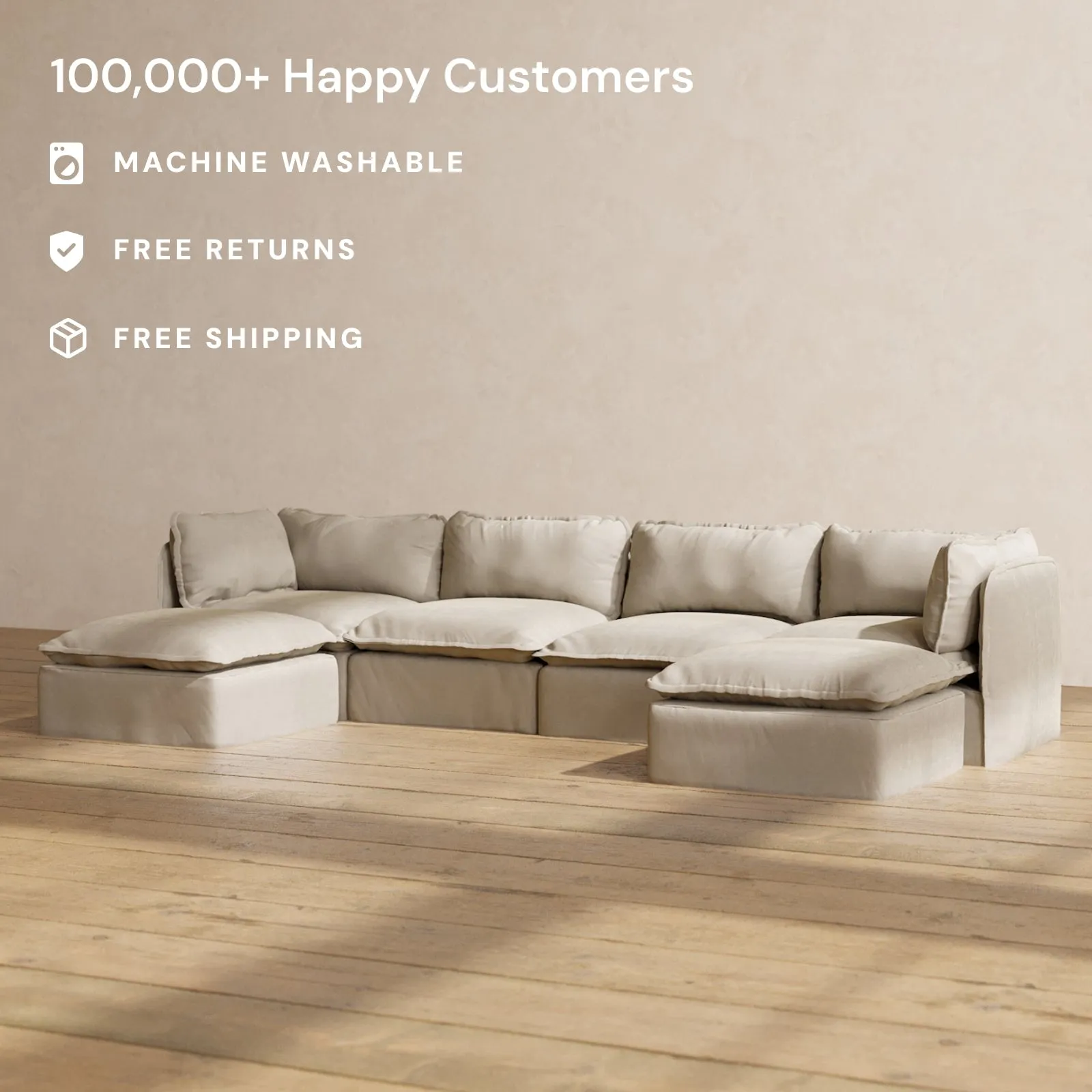 Modular Performance 4-Seater U-Sectional in Dune | Deluxe Blend