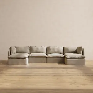 Modular Performance 4-Seater U-Sectional in Dune | Deluxe Blend