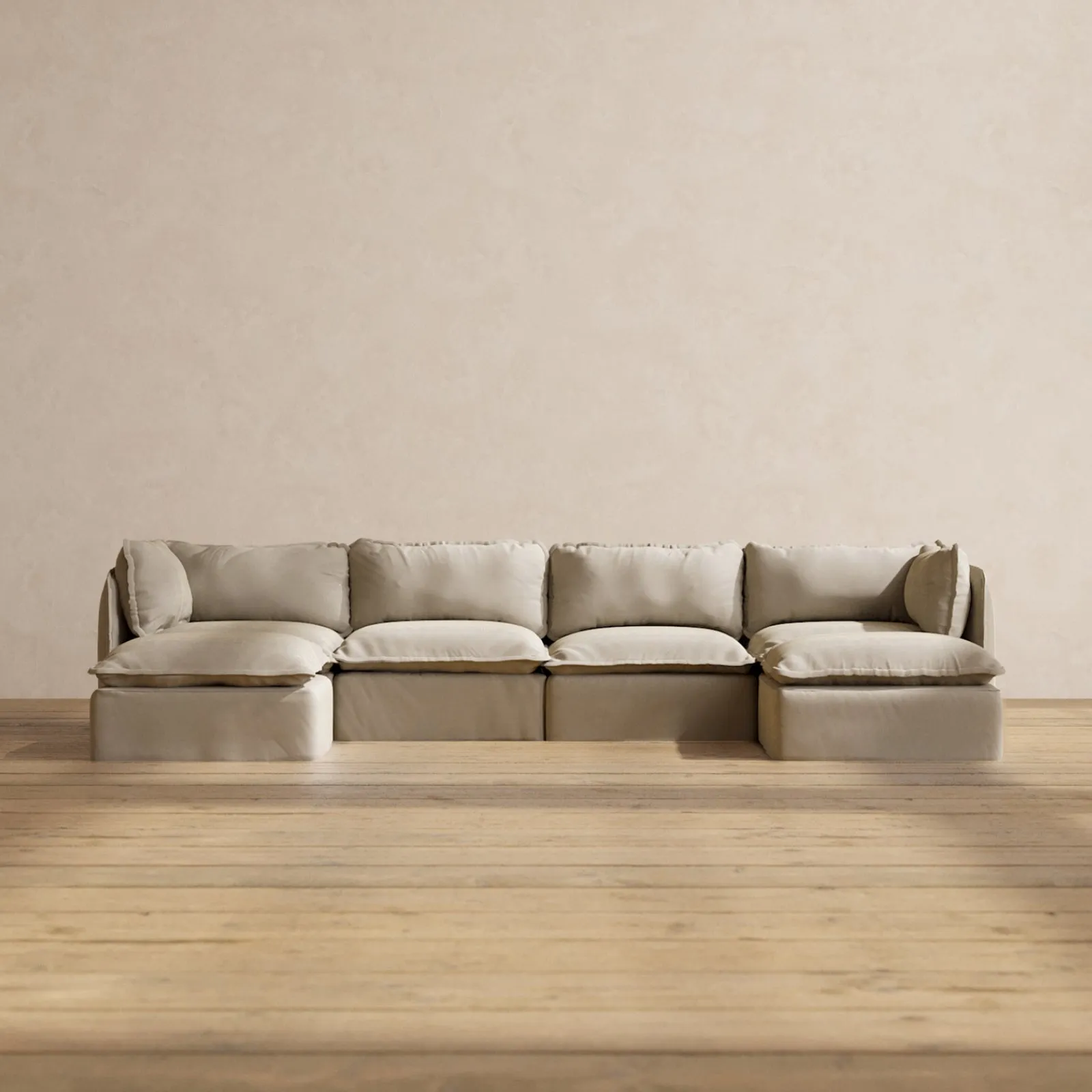 Modular Performance 4-Seater U-Sectional in Dune | Relaxed Blend