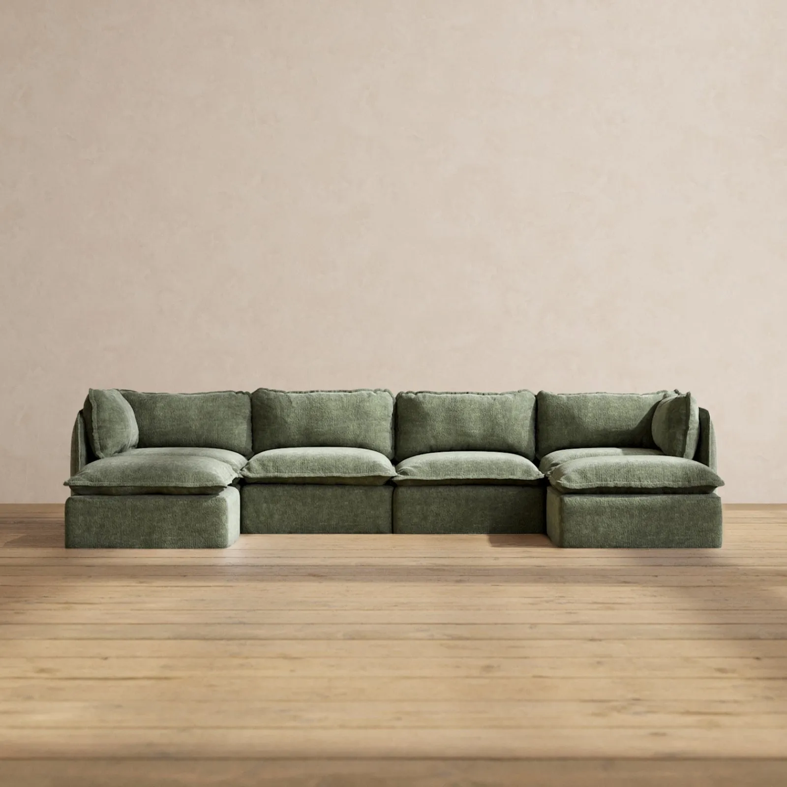 Modular Performance 4-Seater U-Sectional in Willow | Deluxe Blend