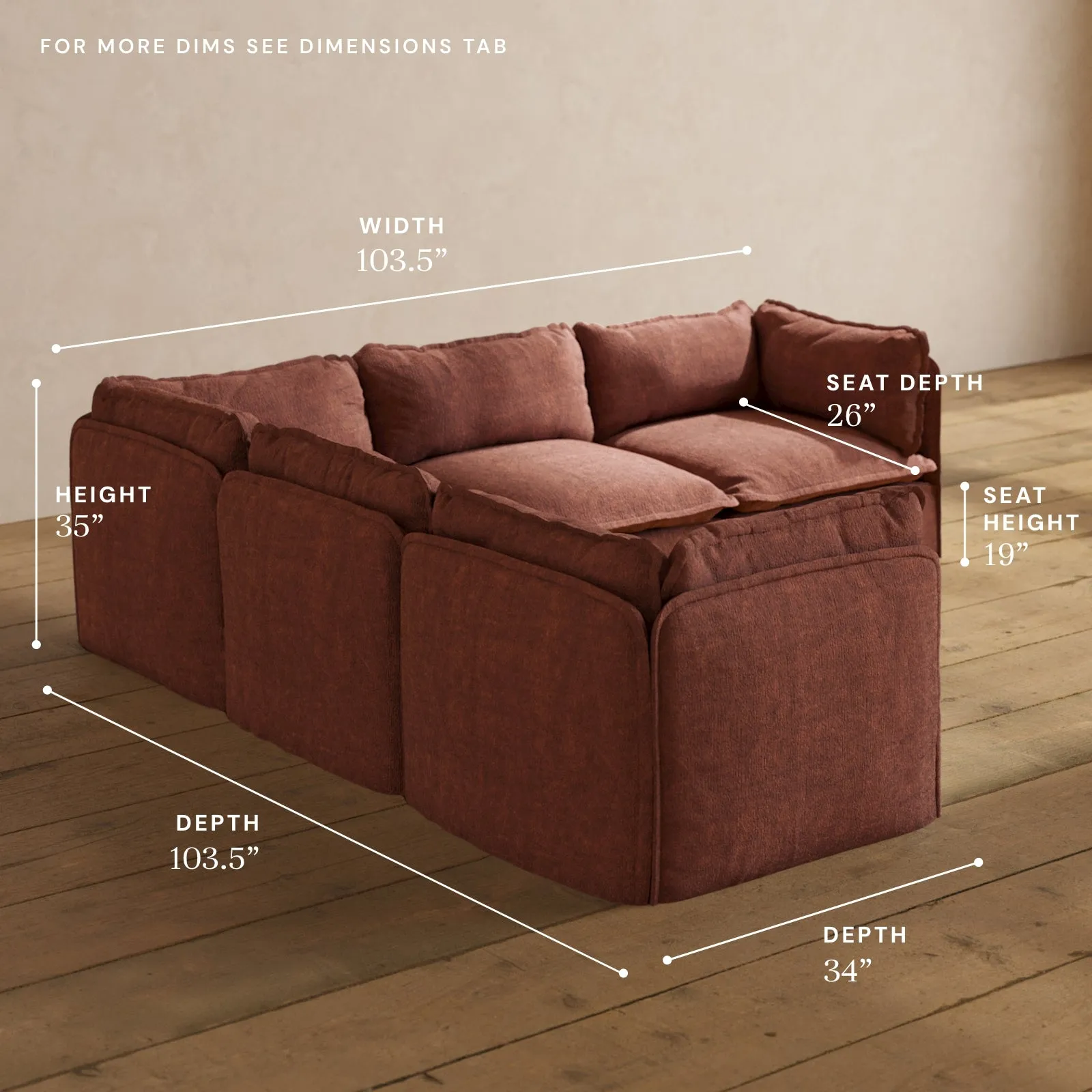 Modular Performance 5-Seater Corner Sectional in Chestnut | Deluxe Blend
