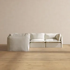 Modular Performance 5-Seater Corner Sectional in Eggshell | Deluxe Blend