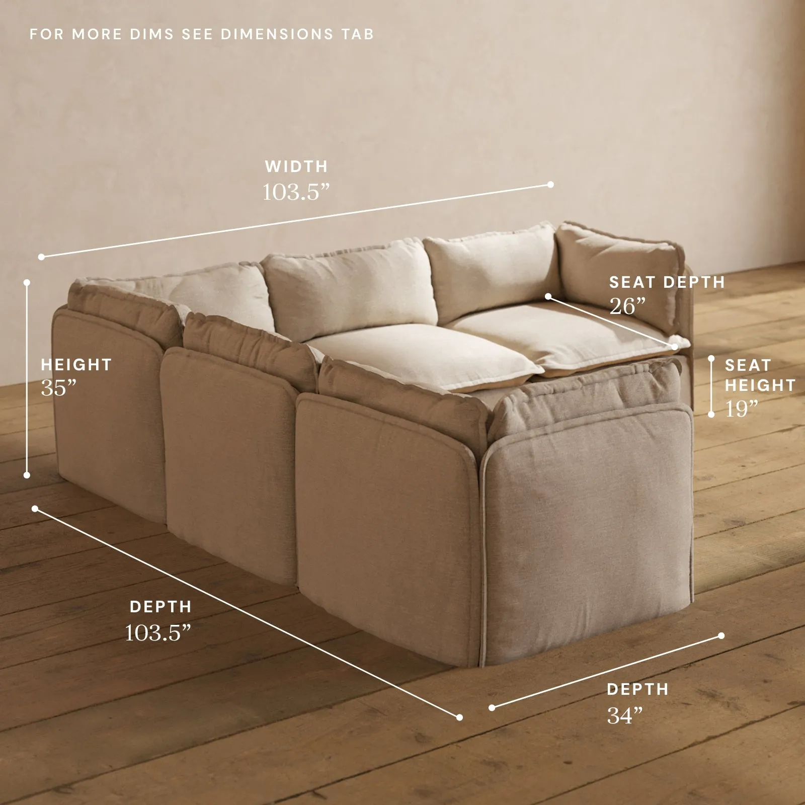 Modular Performance 5-Seater Corner Sectional in Oat | Deluxe Blend