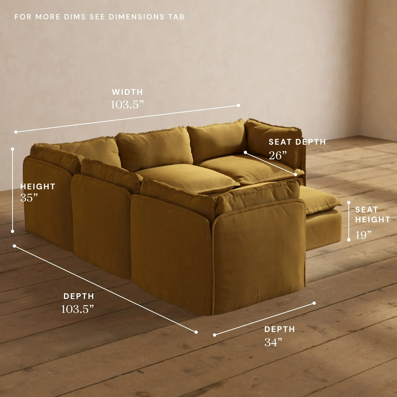 Modular Performance 5-Seater Corner Sectional   Ottoman in Toffee | Deluxe Blend