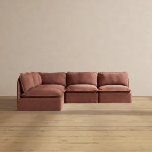 Modular Performance 5-Seater Open-Ends Corner Sectional in Chestnut | Relaxed Blend