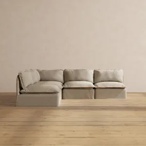 Modular Performance 5-Seater Open-Ends Corner Sectional in Dune | Deluxe Blend