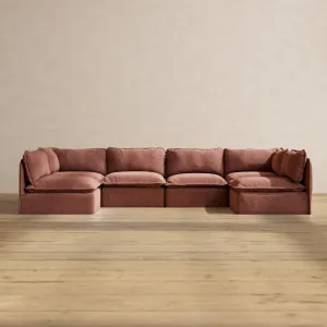 Modular Performance 6-Seater Open-Ends U-Sectional in Chestnut | Relaxed Blend