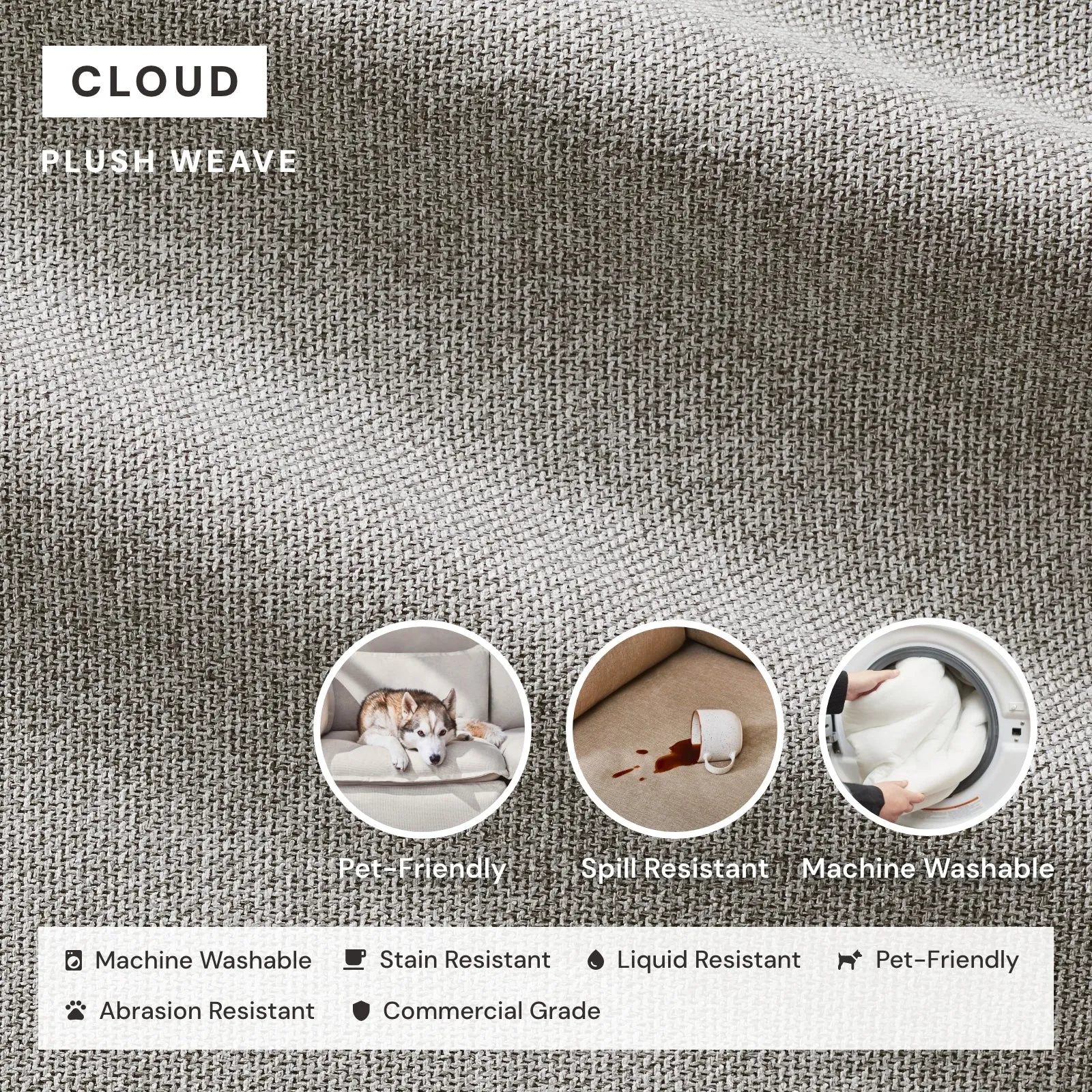 Modular Performance 6-Seater U-Sectional in Cloud | Deluxe Blend