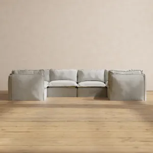 Modular Performance 6-Seater U-Sectional in Cloud | Deluxe Blend