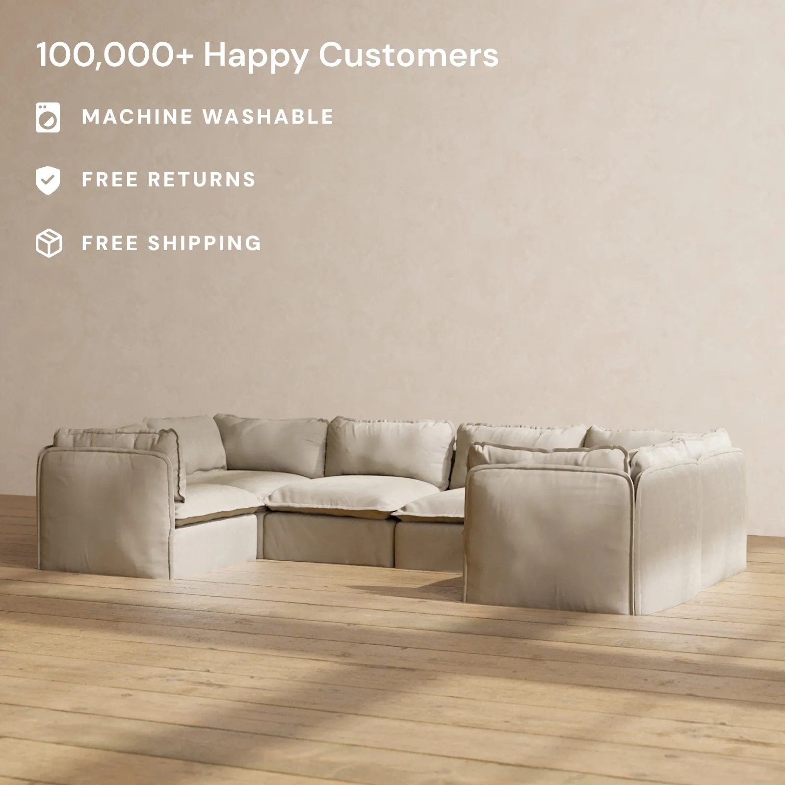 Modular Performance 6-Seater U-Sectional in Dune | Relaxed Blend