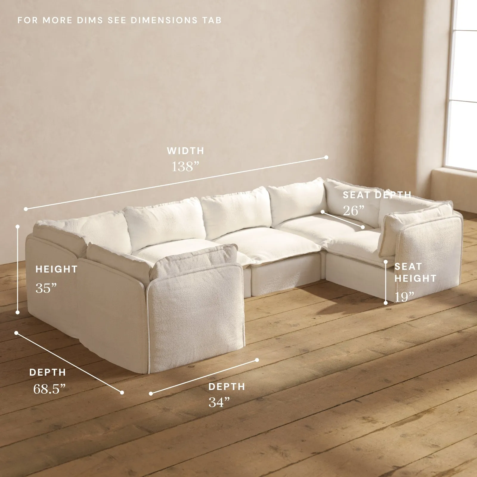 Modular Performance 6-Seater U-Sectional in Mousse | Deluxe Blend