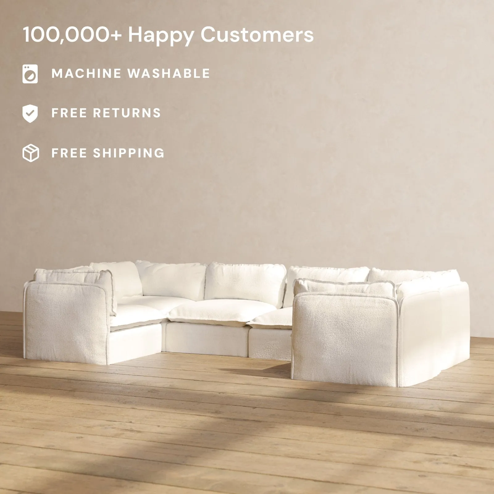Modular Performance 6-Seater U-Sectional in Mousse | Deluxe Blend