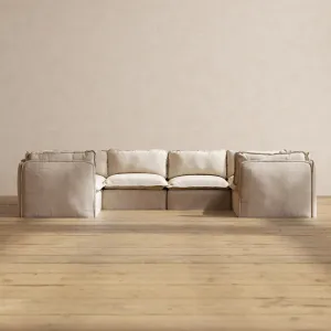 Modular Performance 6-Seater U-Sectional in Oat | Deluxe Blend