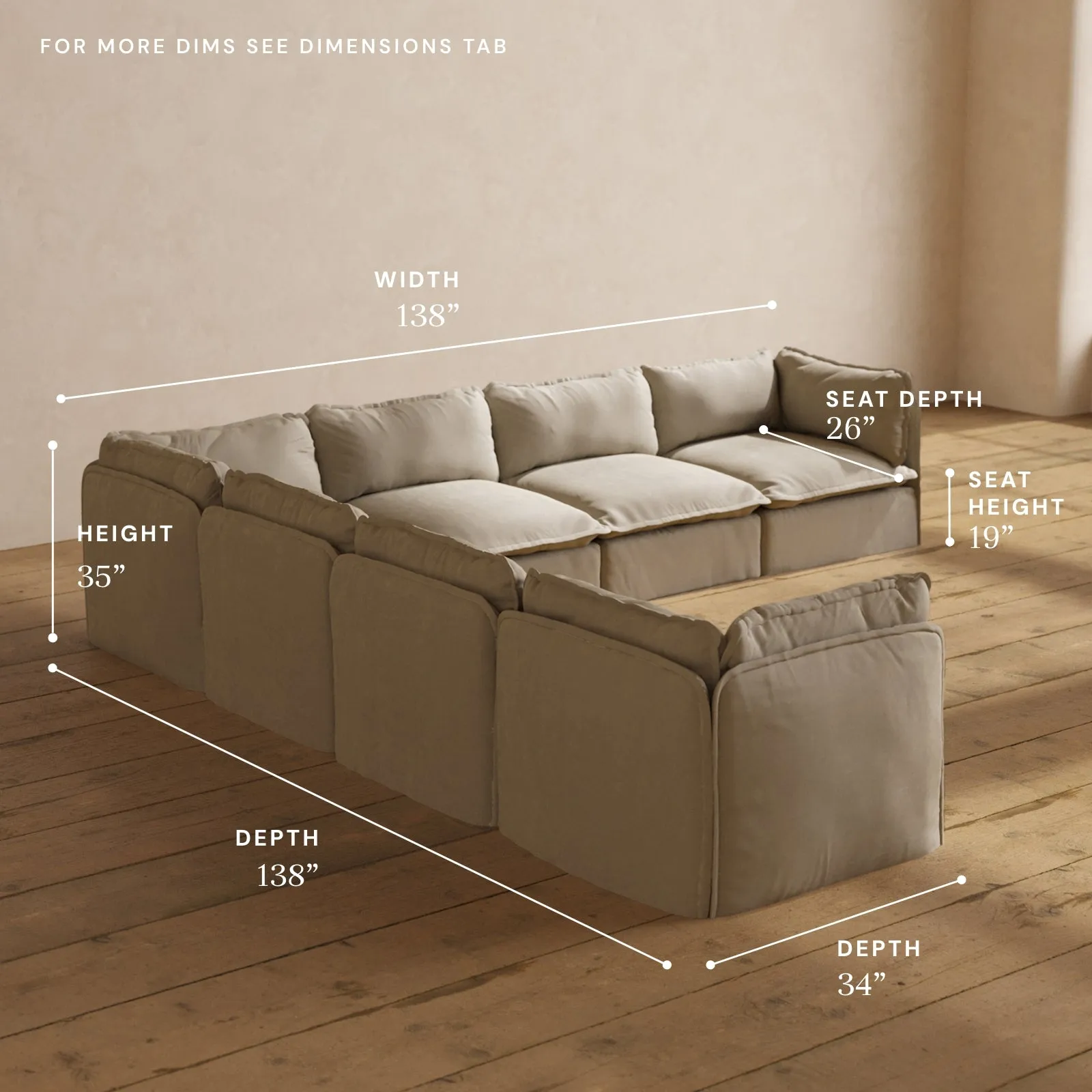 Modular Performance 7-Seater Corner Sectional in Dune | Deluxe Blend