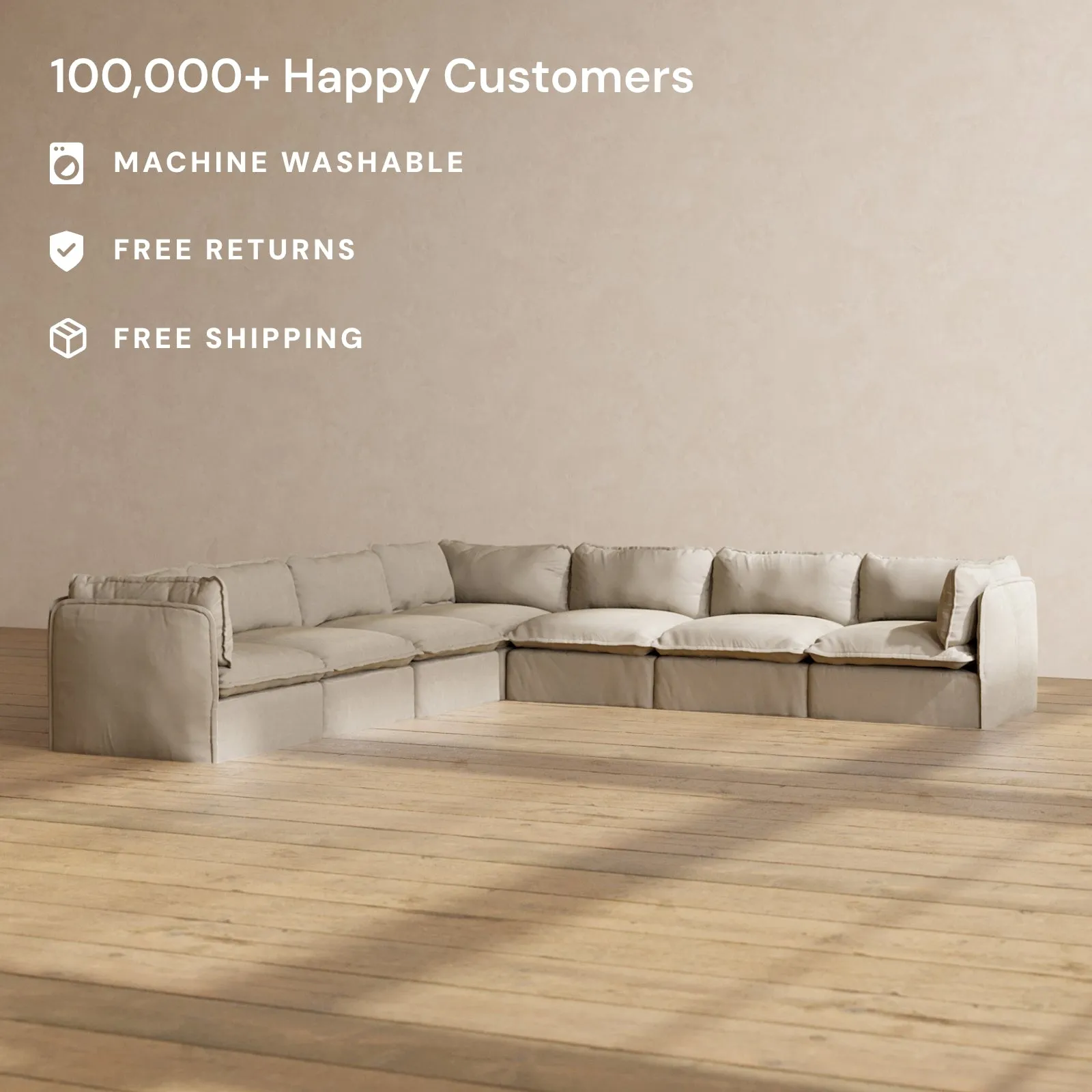 Modular Performance 7-Seater Corner Sectional in Dune | Deluxe Blend