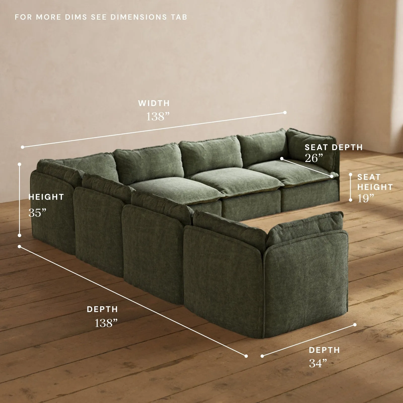 Modular Performance 7-Seater Corner Sectional in Willow | Relaxed Blend