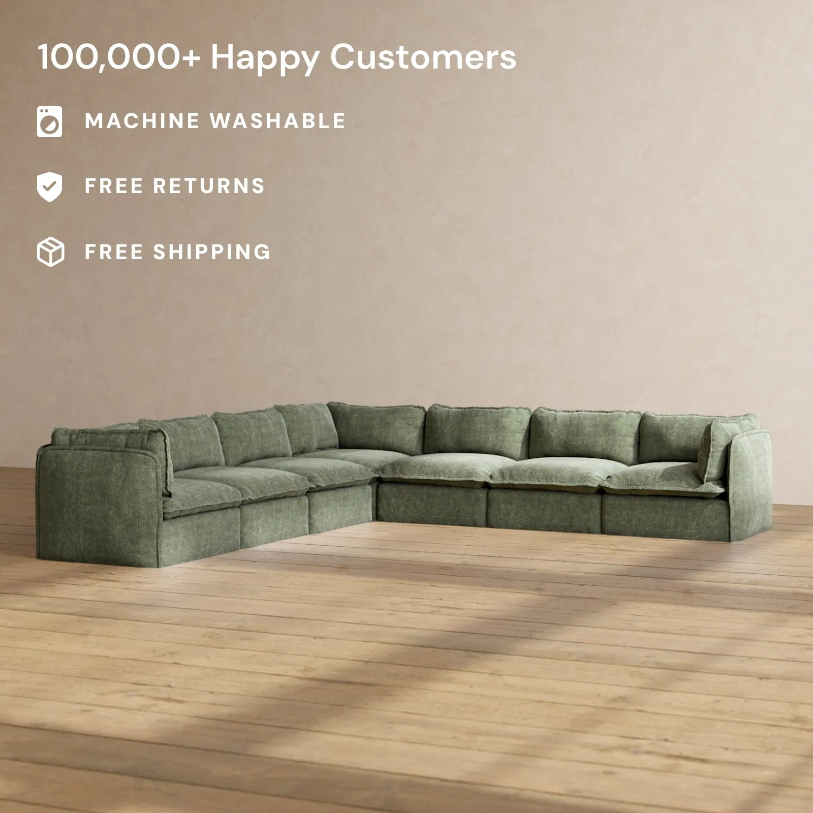 Modular Performance 7-Seater Corner Sectional in Willow | Relaxed Blend