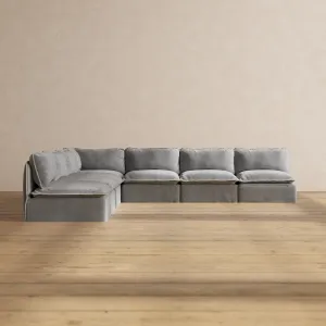 Modular Performance 7-Seater Open-Ends Corner Sectional in Ash | Deluxe Blend