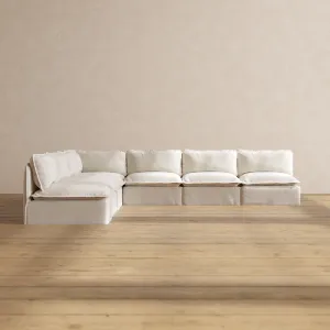 Modular Performance 7-Seater Open-Ends Corner Sectional in Flour | Deluxe Blend