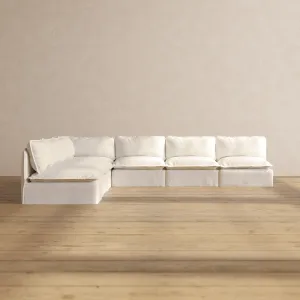 Modular Performance 7-Seater Open-Ends Corner Sectional in Mousse | Relaxed Blend