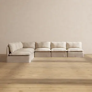 Modular Performance 7-Seater Open-Ends Corner Sectional in Oat | Deluxe Blend