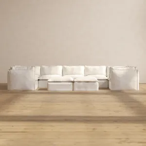 Modular Performance 7-Seater U-Sectional   Bench Ottoman in Mousse | Deluxe Blend