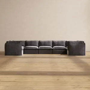 Modular Performance 7-Seater U-Sectional in Cinder | Deluxe Blend
