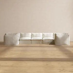 Modular Performance 7-Seater U-Sectional in Eggshell | Deluxe Blend