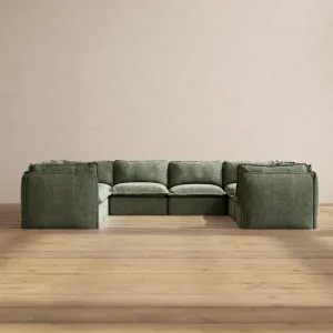 Modular Performance 8-Seater U-Sectional in Willow | Relaxed Blend