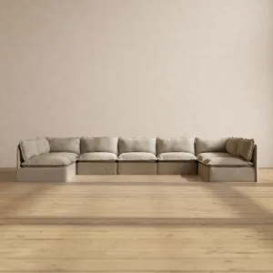 Modular Performance 9-Seater Open-Ends U-Sectional in Dune | Deluxe Blend