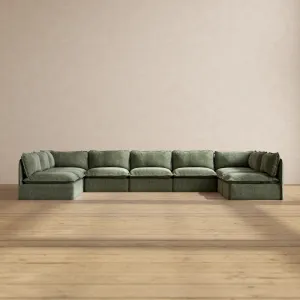Modular Performance 9-Seater Open-Ends U-Sectional in Willow | Deluxe Blend