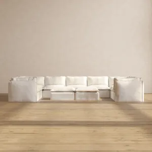 Modular Performance 9-Seater U-Sectional   Bench Ottoman in Mousse | Relaxed Blend