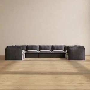 Modular Performance 9-Seater U-Sectional in Cinder | Deluxe Blend