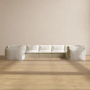 Modular Performance 9-Seater U-Sectional in Eggshell | Deluxe Blend
