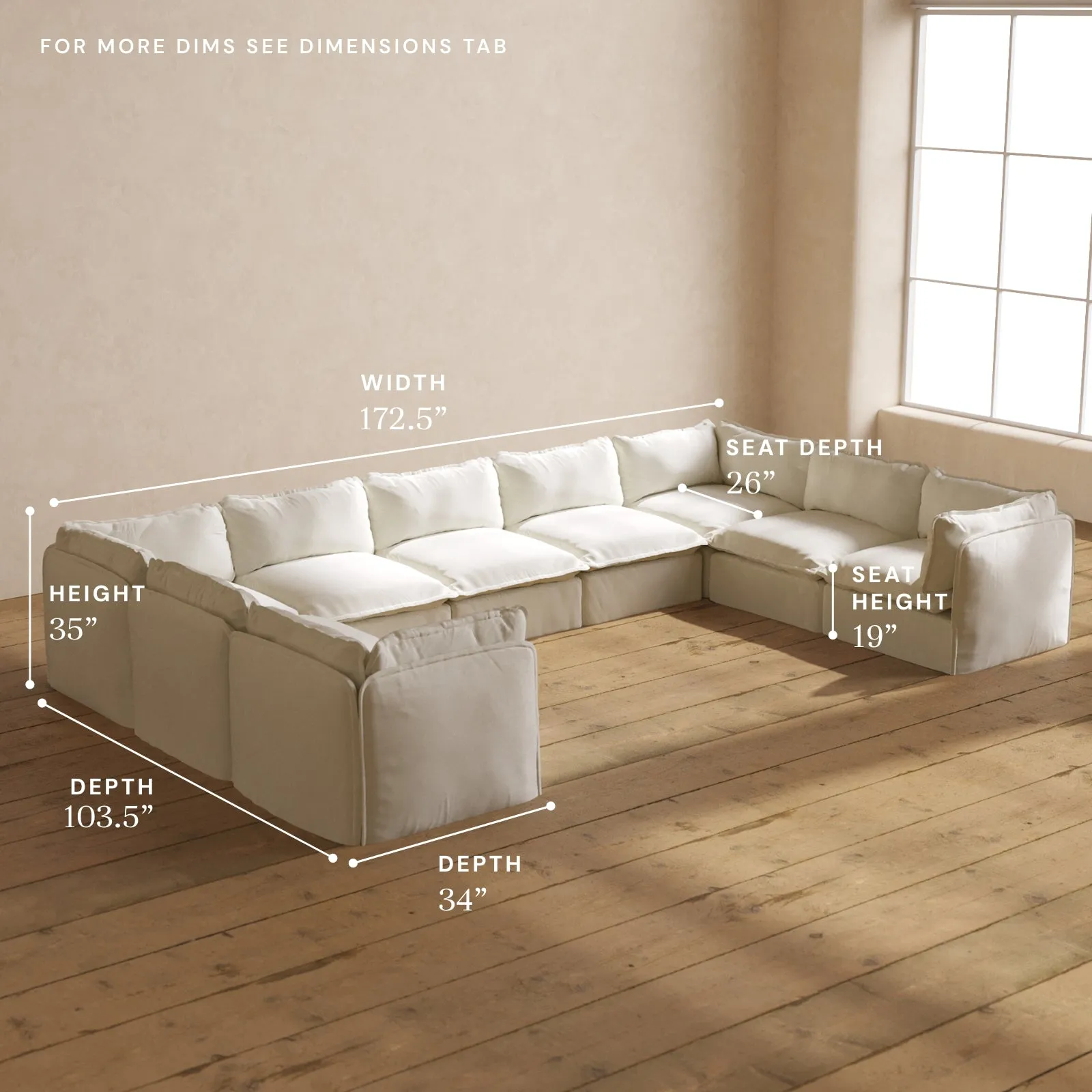 Modular Performance 9-Seater U-Sectional in Eggshell | Deluxe Blend