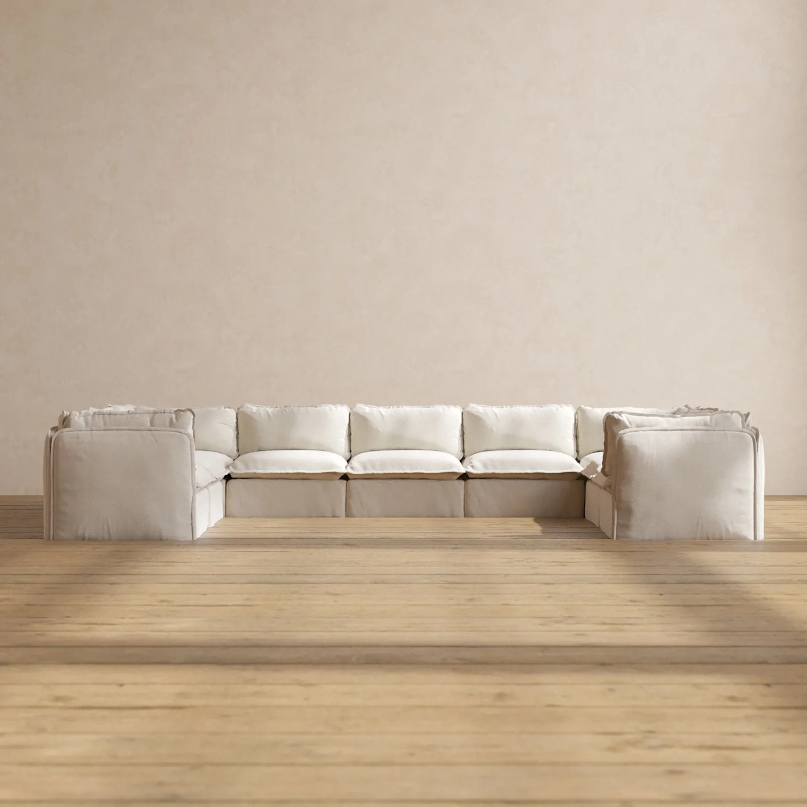 Modular Performance 9-Seater U-Sectional in Flour | Deluxe Blend