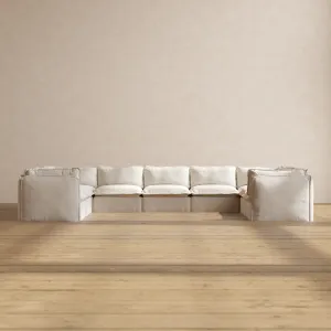 Modular Performance 9-Seater U-Sectional in Flour | Deluxe Blend