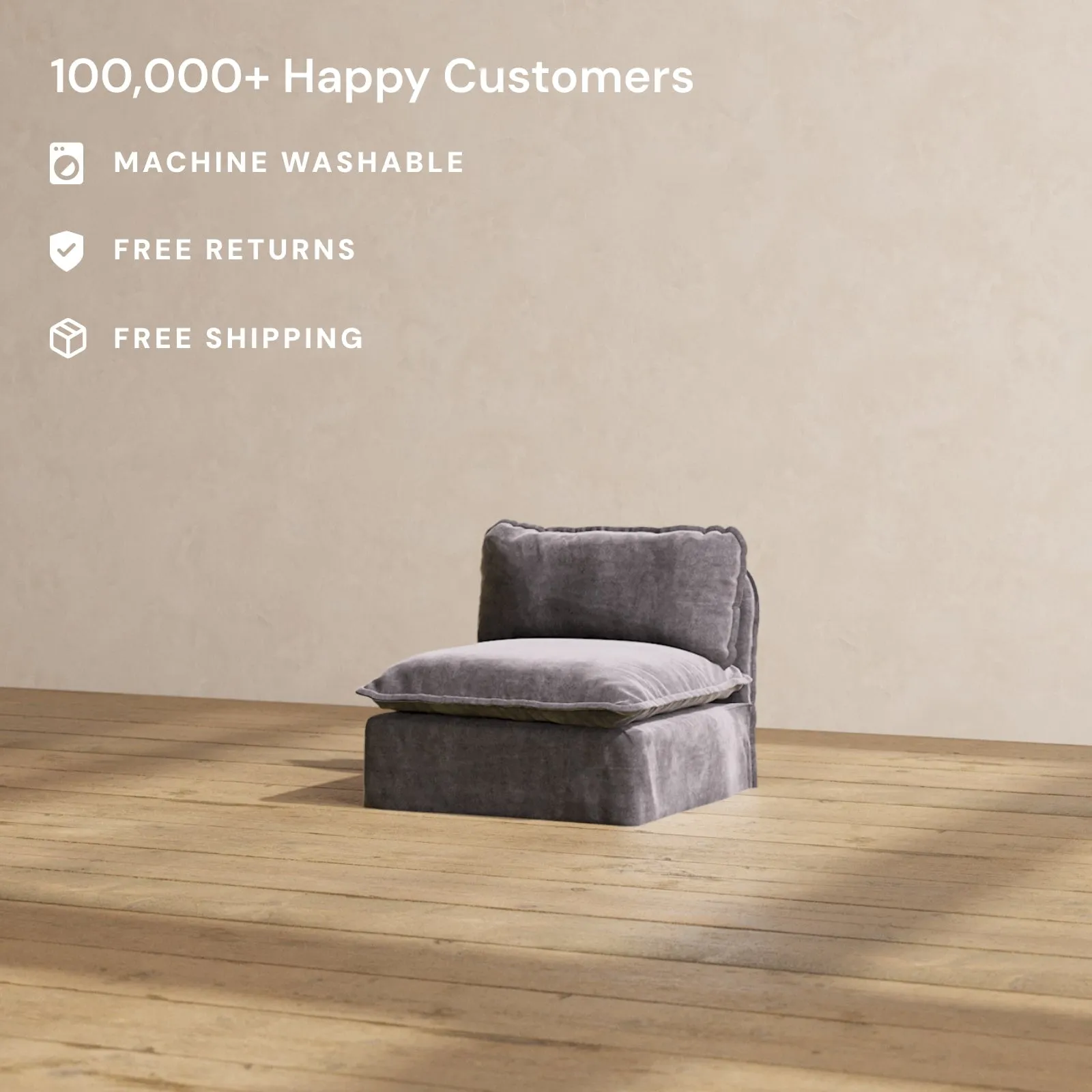 Modular Performance Armless Chair in Cinder | Deluxe Blend