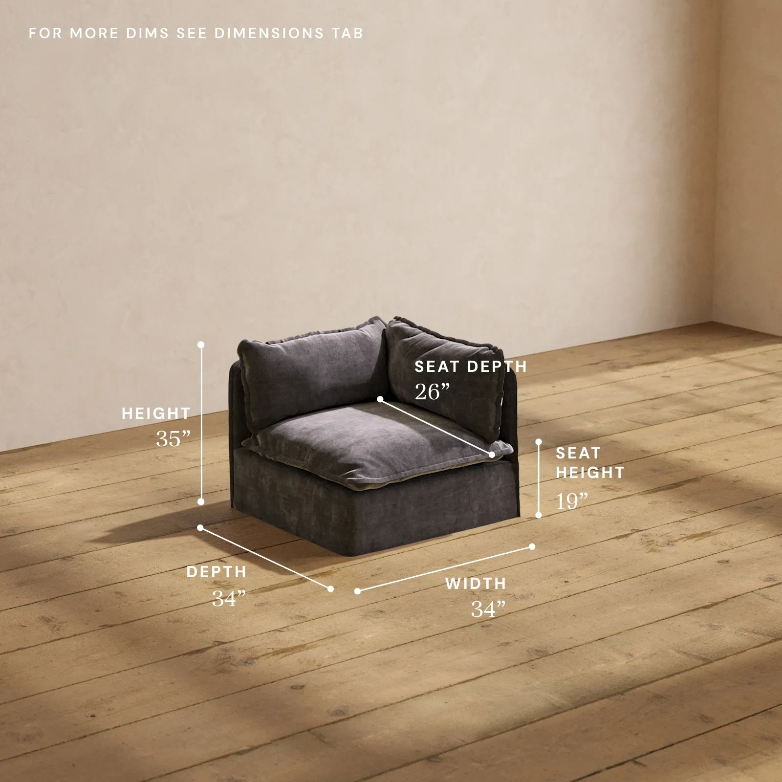 Modular Performance End Chair in Cinder | Deluxe Blend