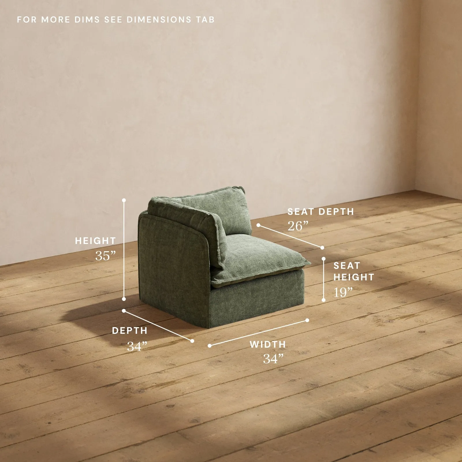 Modular Performance End Chair in Willow | Relaxed Blend