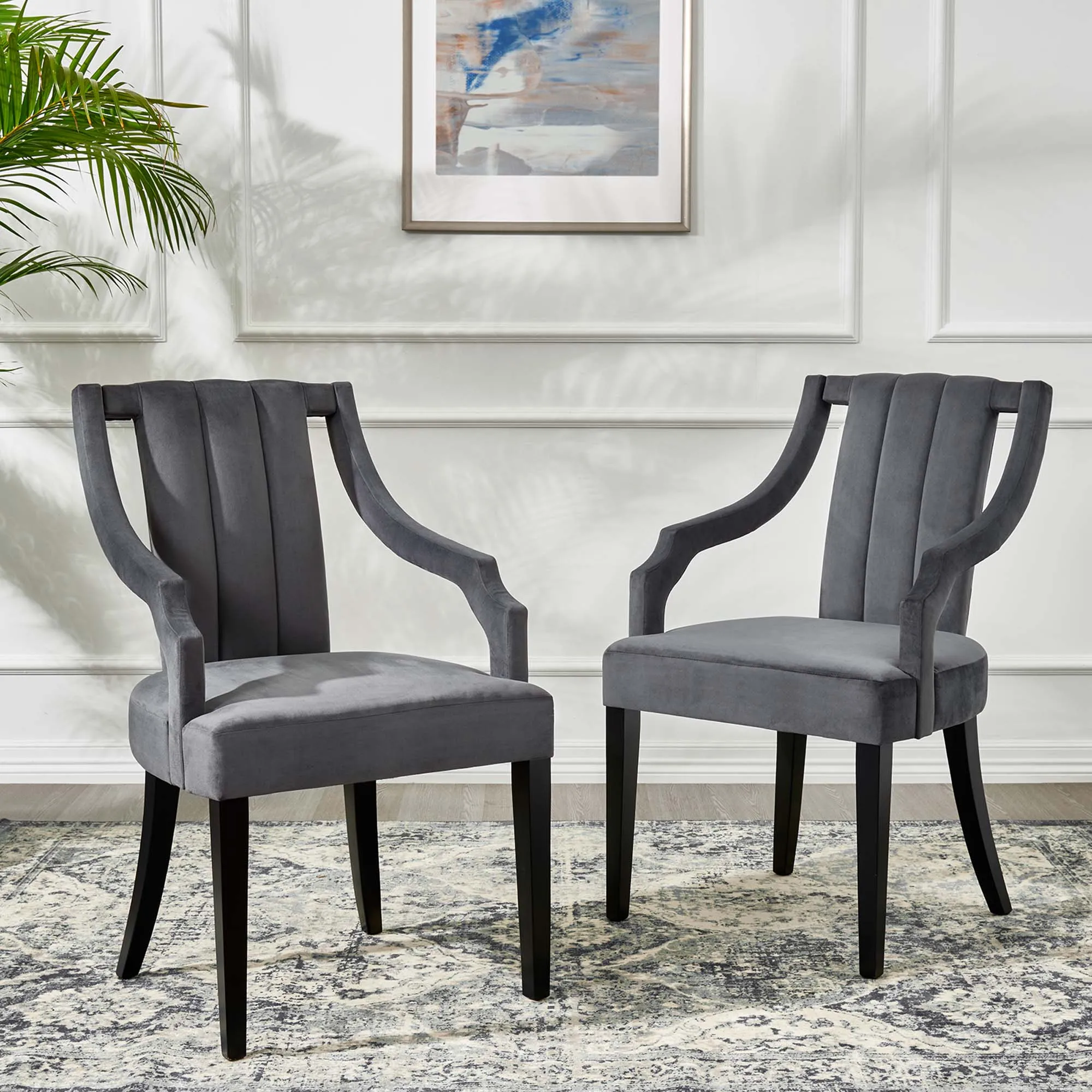 Moxie Upholstered Fabric Dining Armchairs - Set of 2 by Modway
