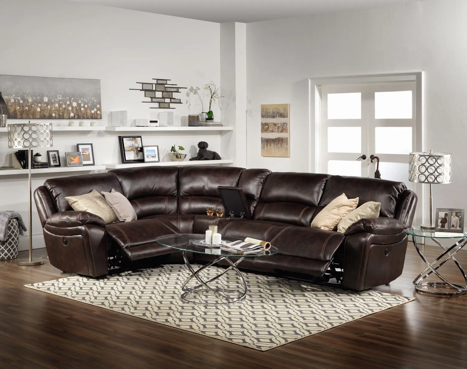Santorini 5-Piece Power Reclining Sectional - Walnut