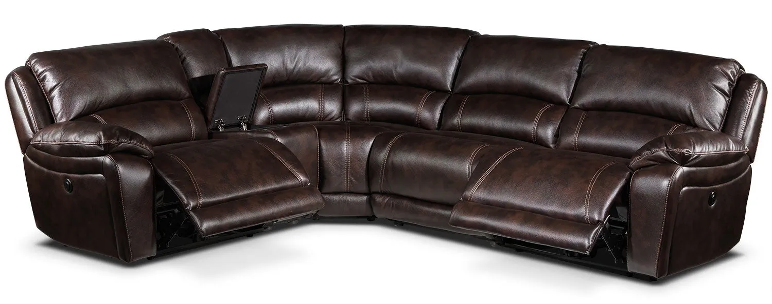 Santorini 5-Piece Power Reclining Sectional - Walnut