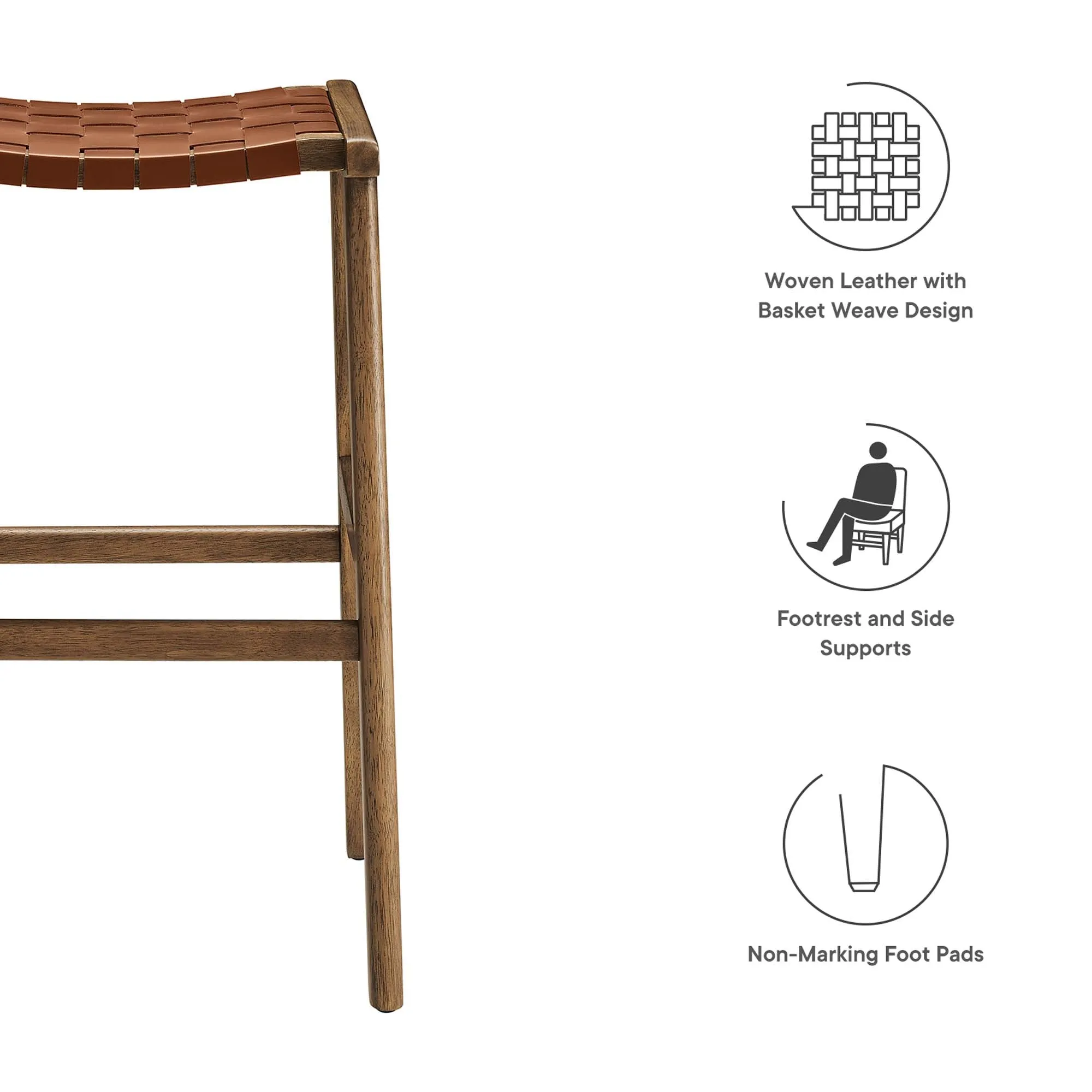 Saoirse Faux Leather Wood Bar Stool - Set of 2 by Modway