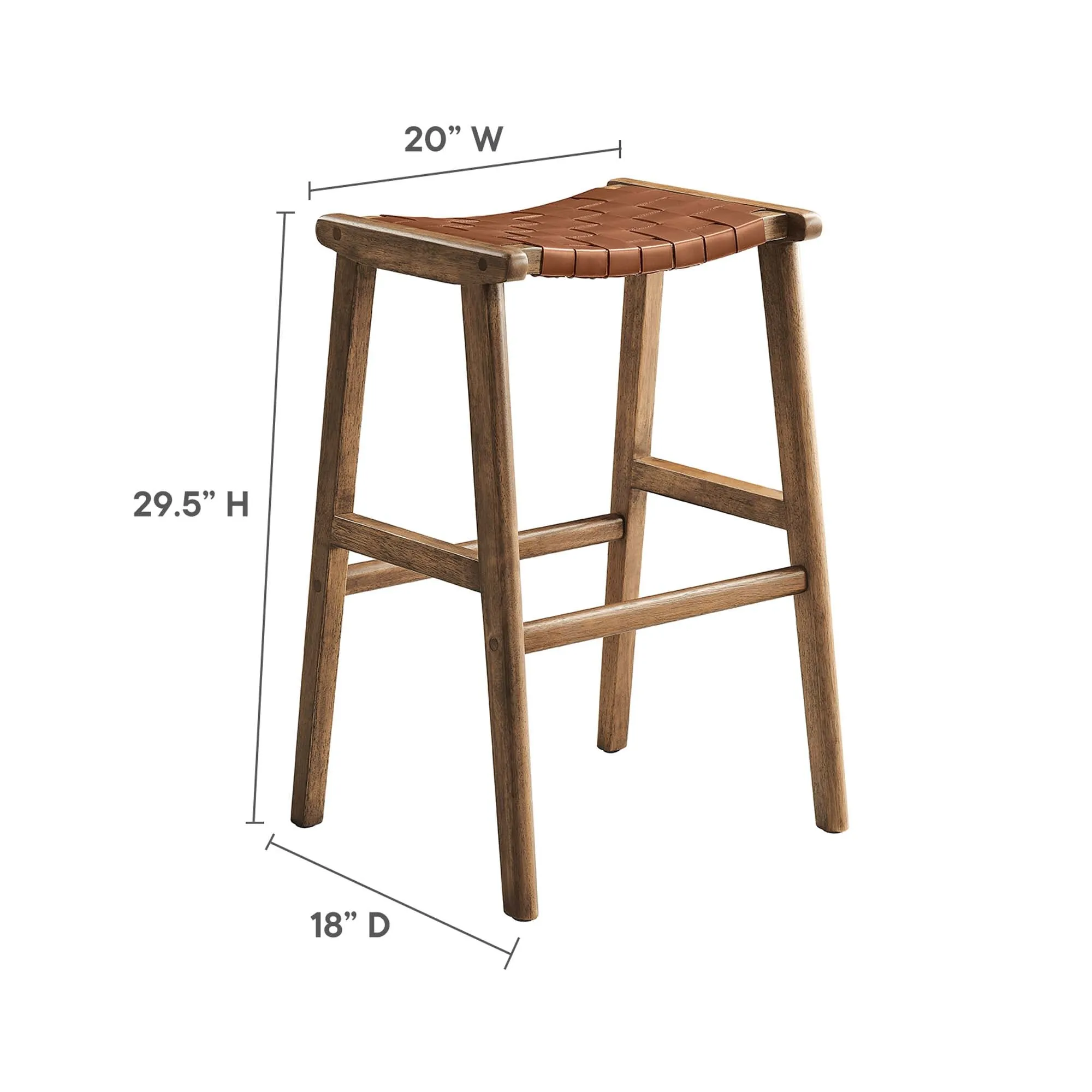 Saoirse Faux Leather Wood Bar Stool - Set of 2 by Modway