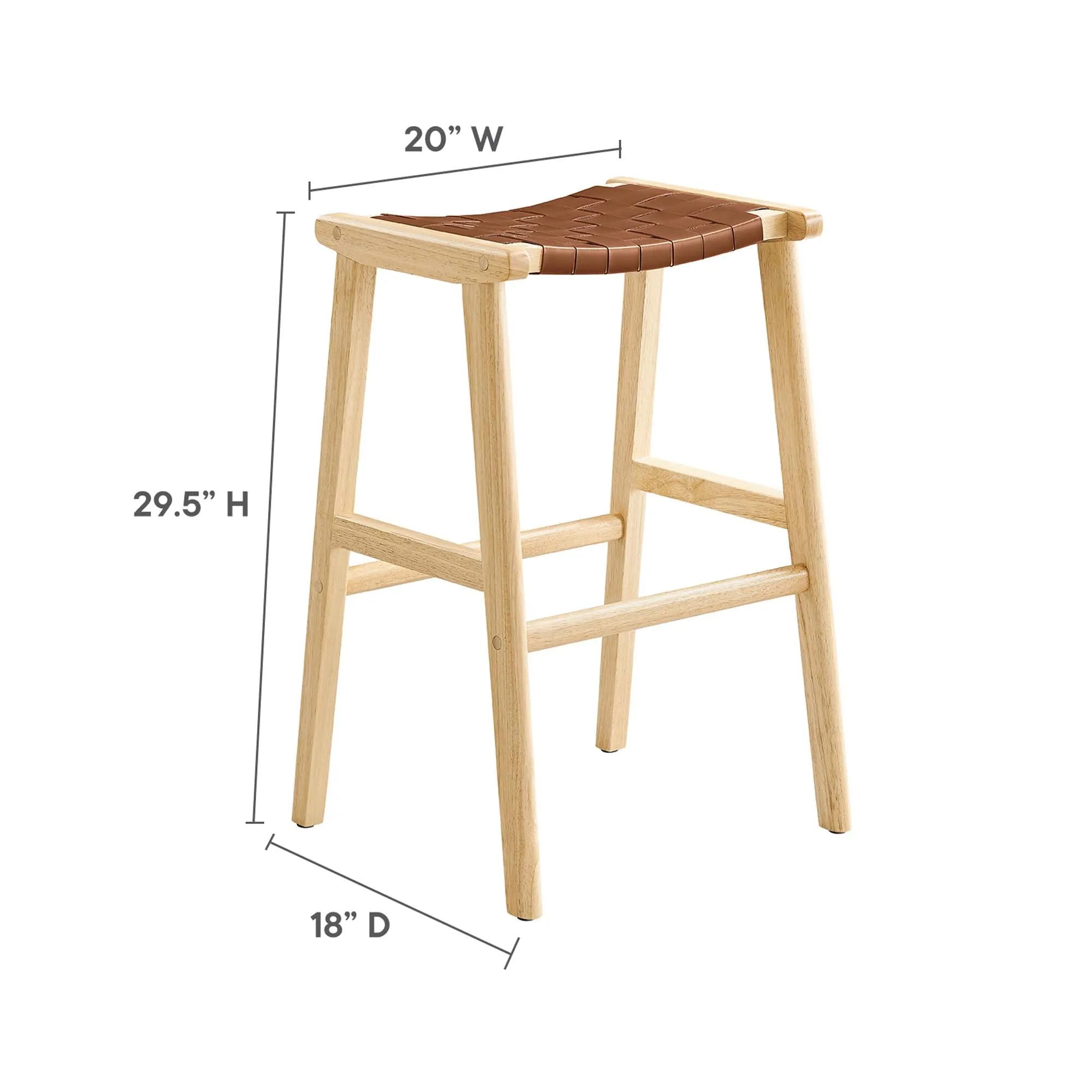 Saoirse Faux Leather Wood Bar Stool - Set of 2 by Modway