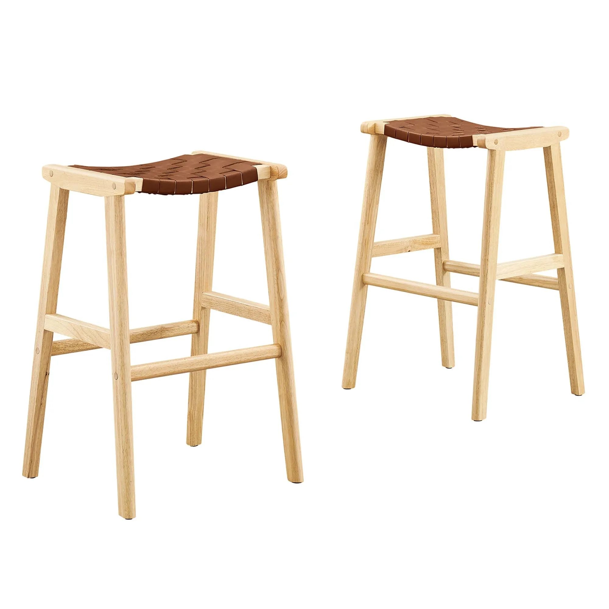Saoirse Faux Leather Wood Bar Stool - Set of 2 by Modway