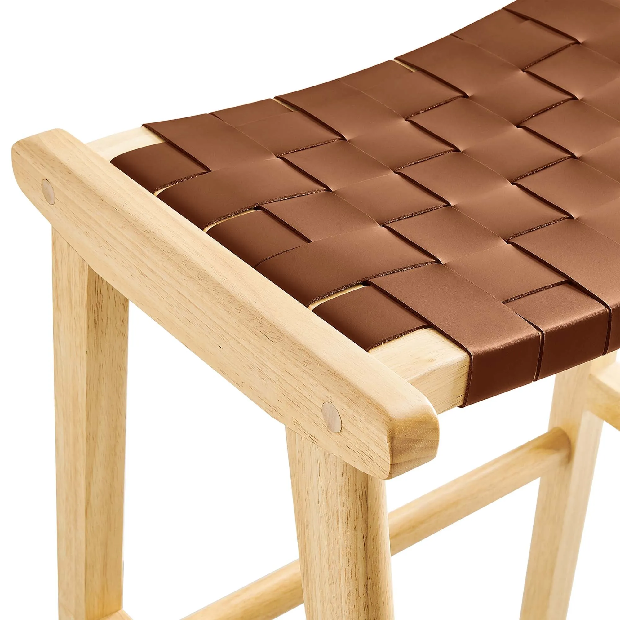 Saoirse Faux Leather Wood Bar Stool - Set of 2 by Modway