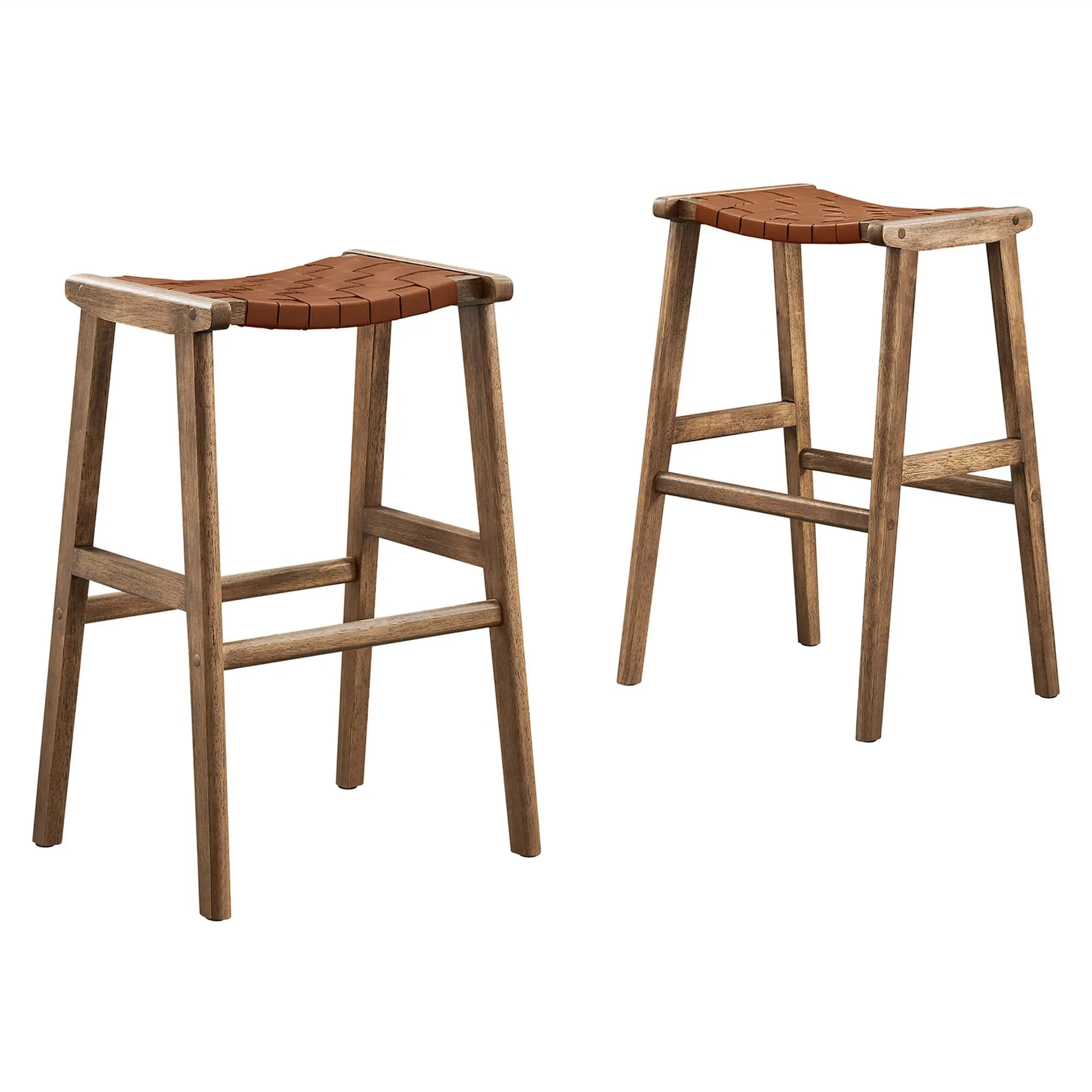 Saoirse Faux Leather Wood Bar Stool - Set of 2 by Modway